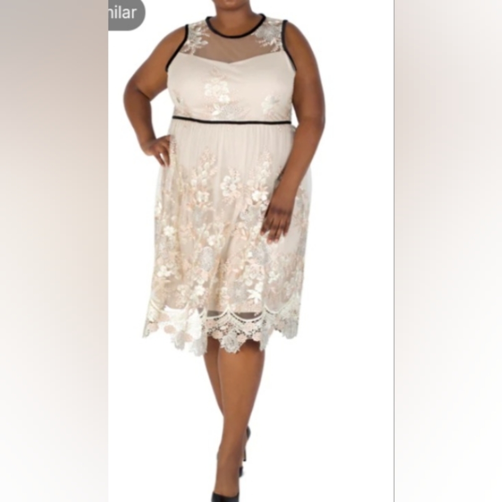 Julia Jordar Sleeveless Embroidered Fit And Flair